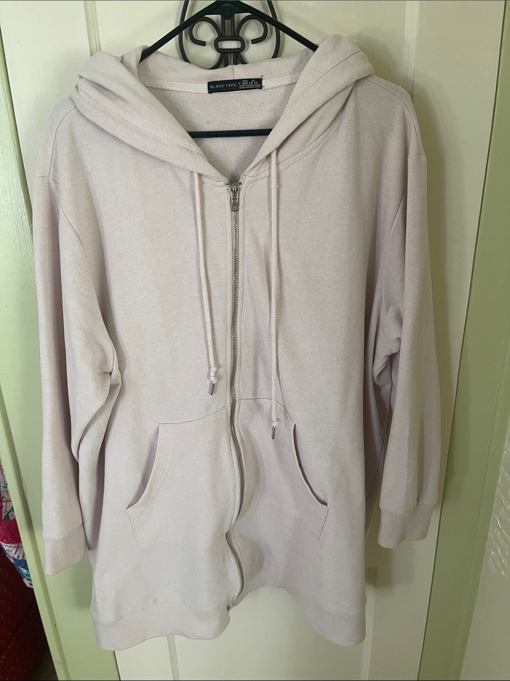 Black Tape_ Pale Blush Full-Zip Hoodie